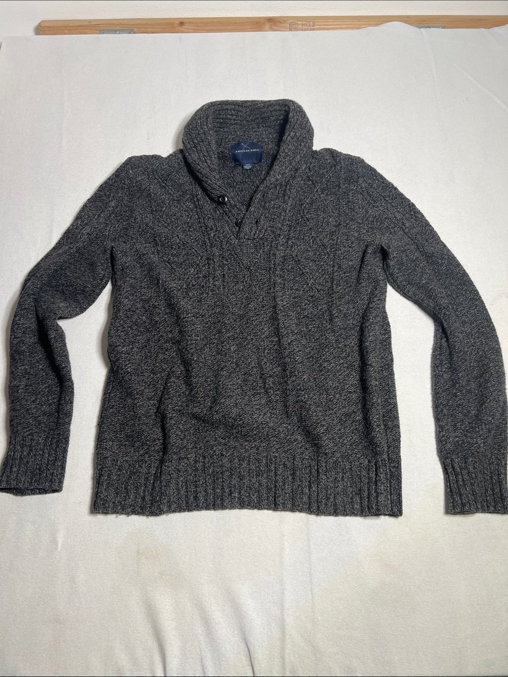 American Eagle Outfitters Men's Charcoal Gray Shawl Collar Turtleneck Sweater